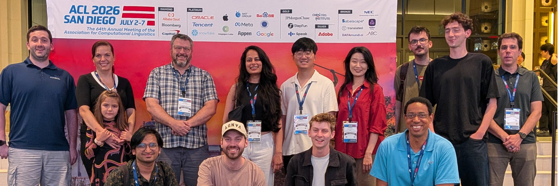 HLAB members and affiliates, July 2026, at the 64th Annual Meeting of the Association for Computational Linguistics (ACL 2026) in San Diego, CA.